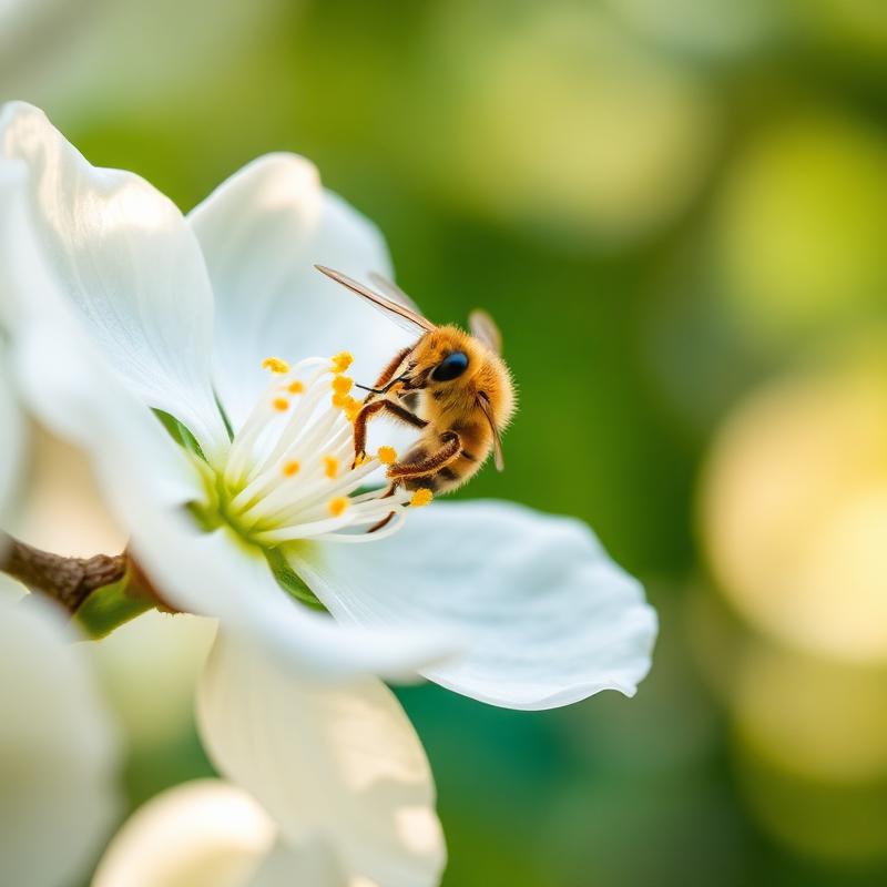 Honeybee on a coffee blossom in the Coorg forest